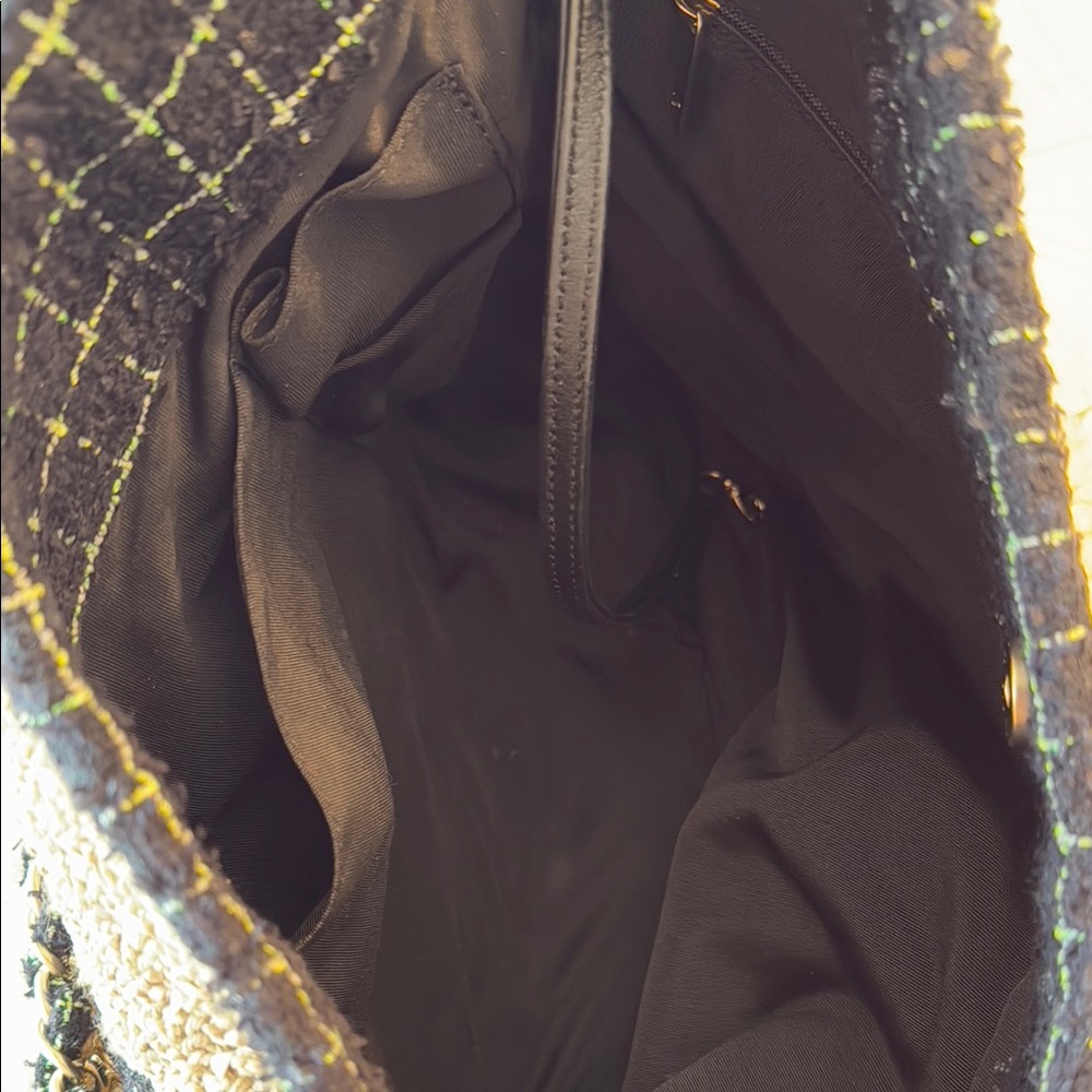 CHANEL Tan and Black Hobo Bag with Chunky Chain Handle - Picture 10 of 11